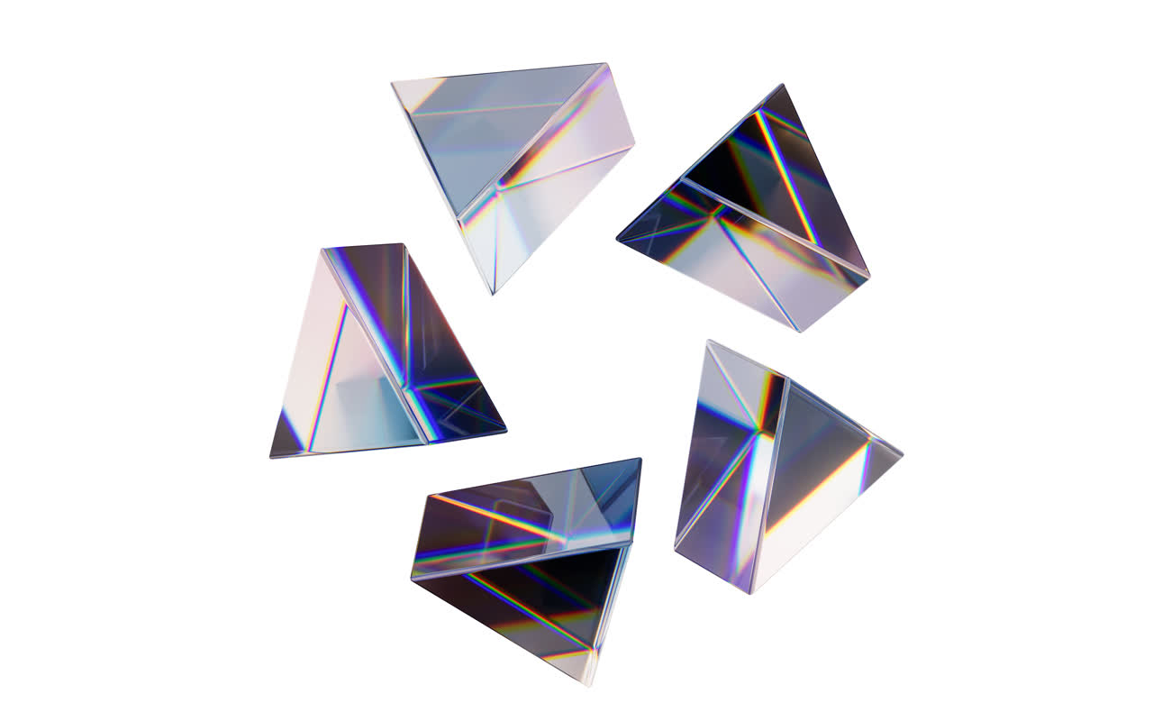 抽象多彩玻璃几何体3D渲染