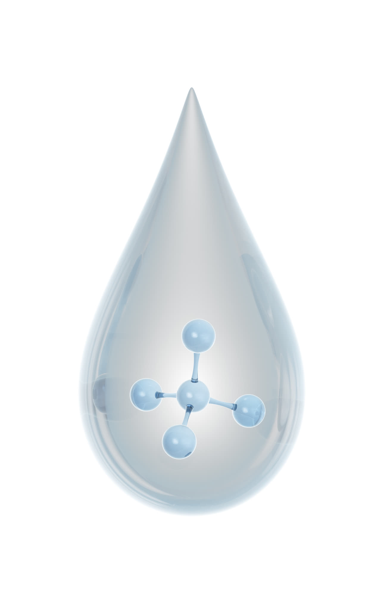 透明水滴内的分子3D渲染