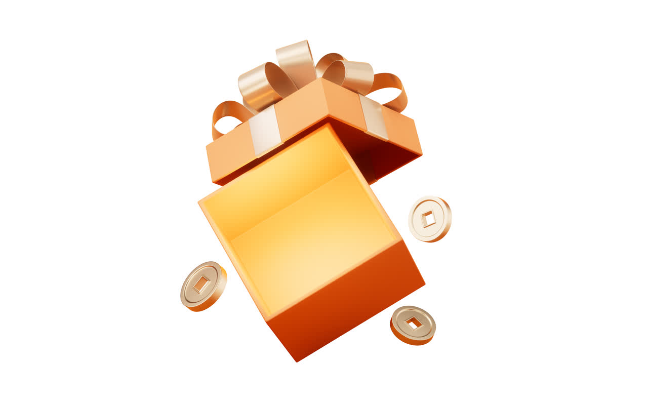 橙色方形礼物盒3D渲染