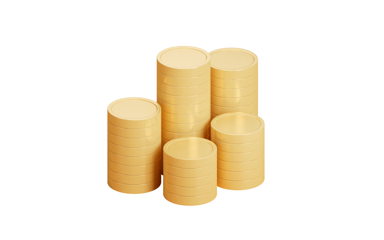 卡通风格金币3D渲染