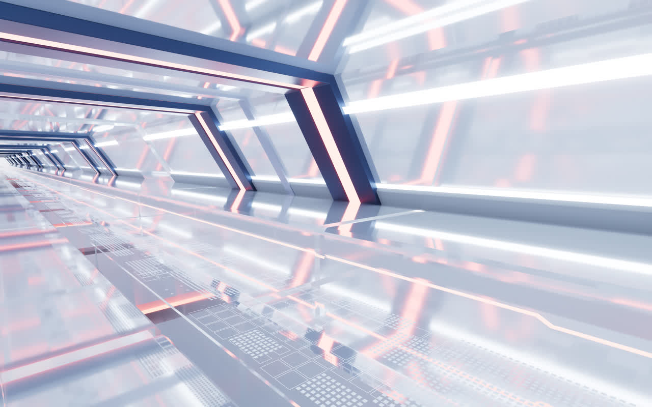 白色未来感隧道3D渲染