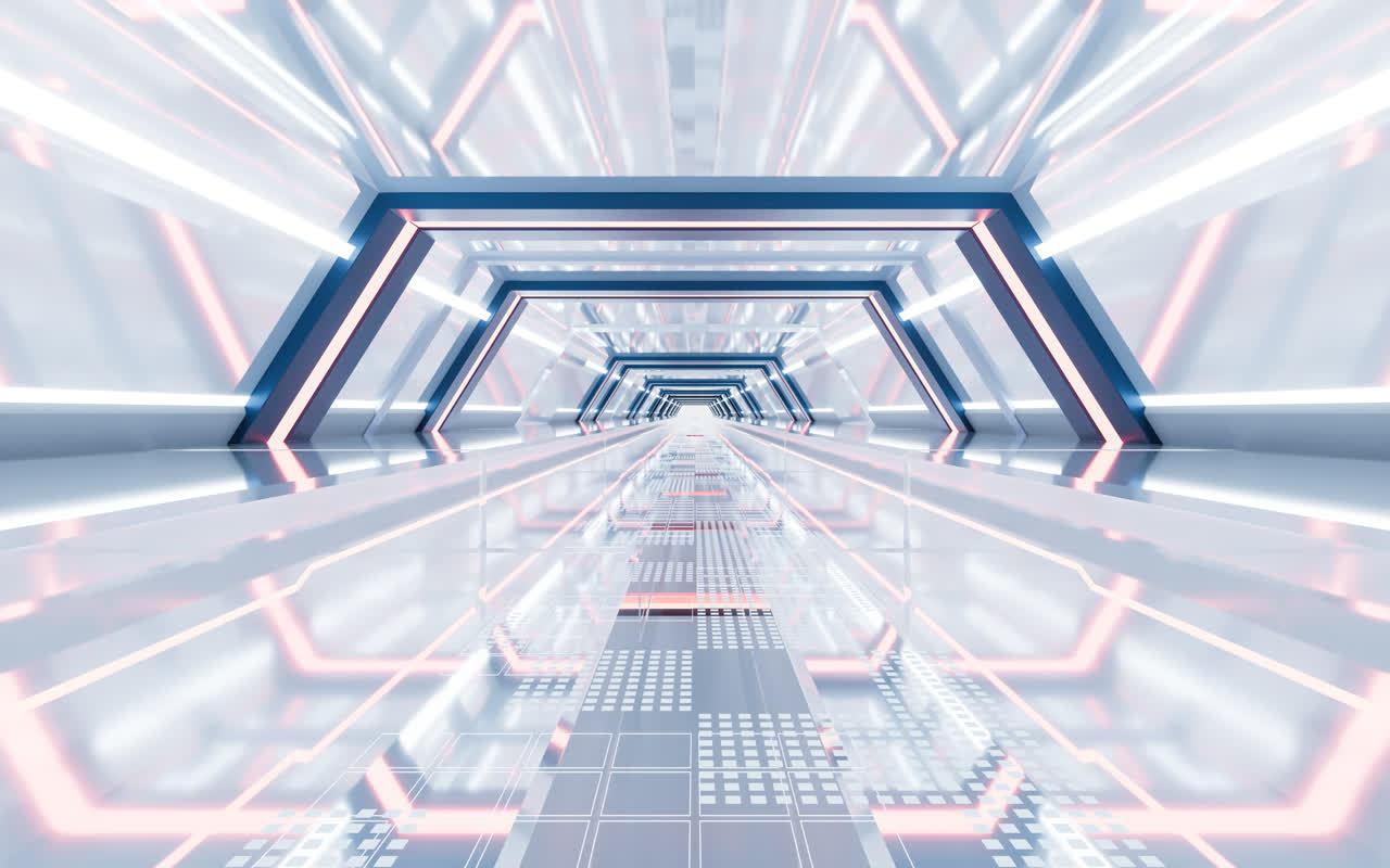 白色未来感隧道3D渲染