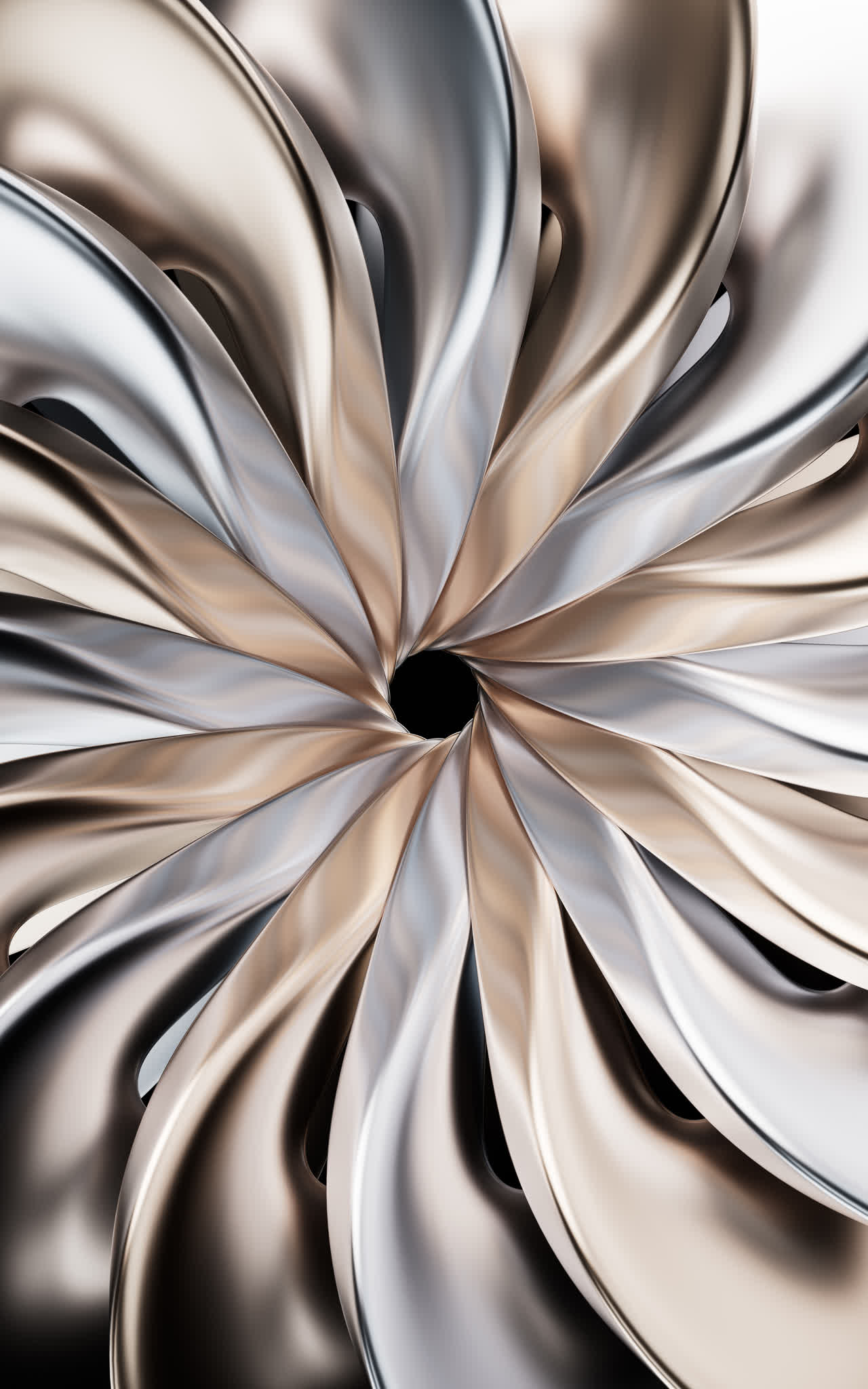 抽象金色金属曲面背景3D渲染