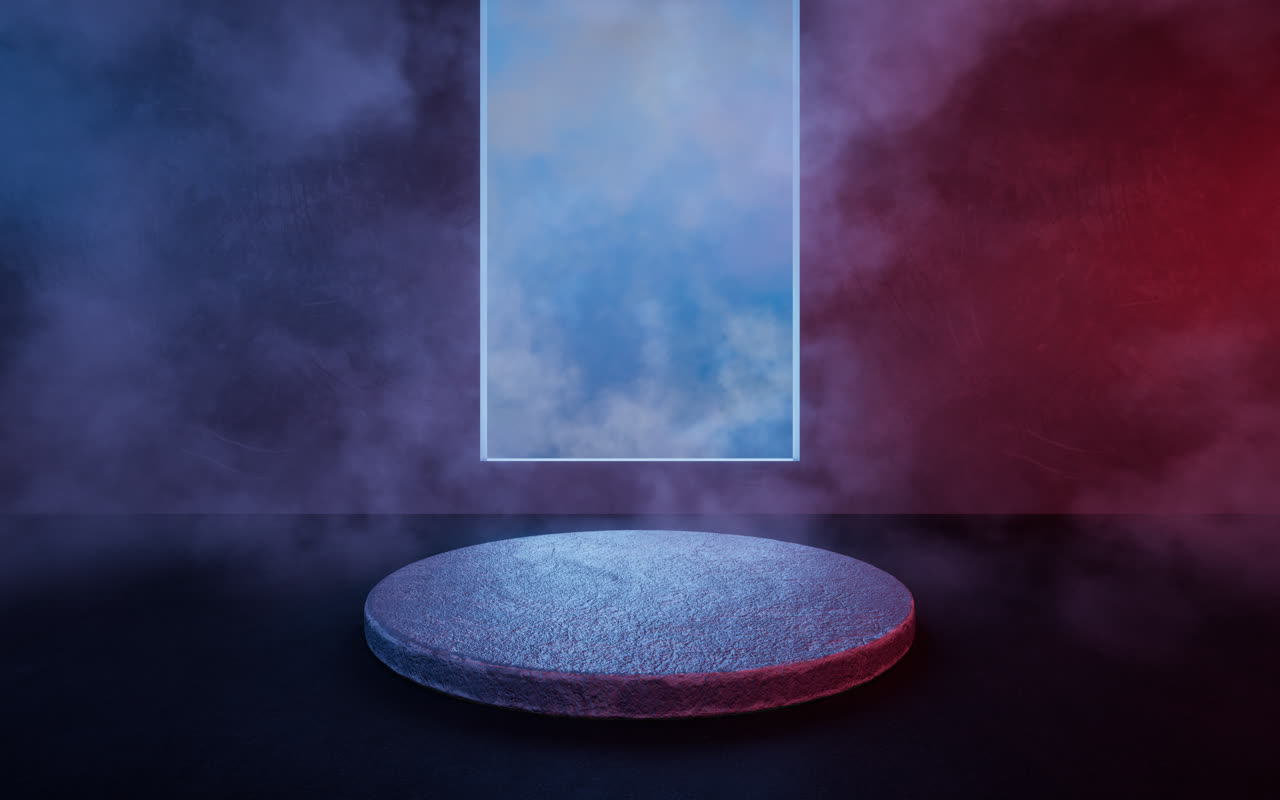 黑暗室内空间与烟雾特效3D渲染