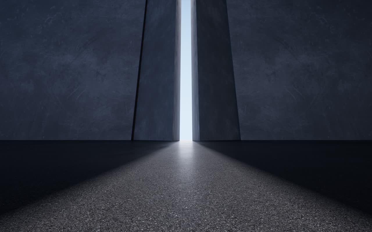 黑暗的房间开启的大门3D渲染