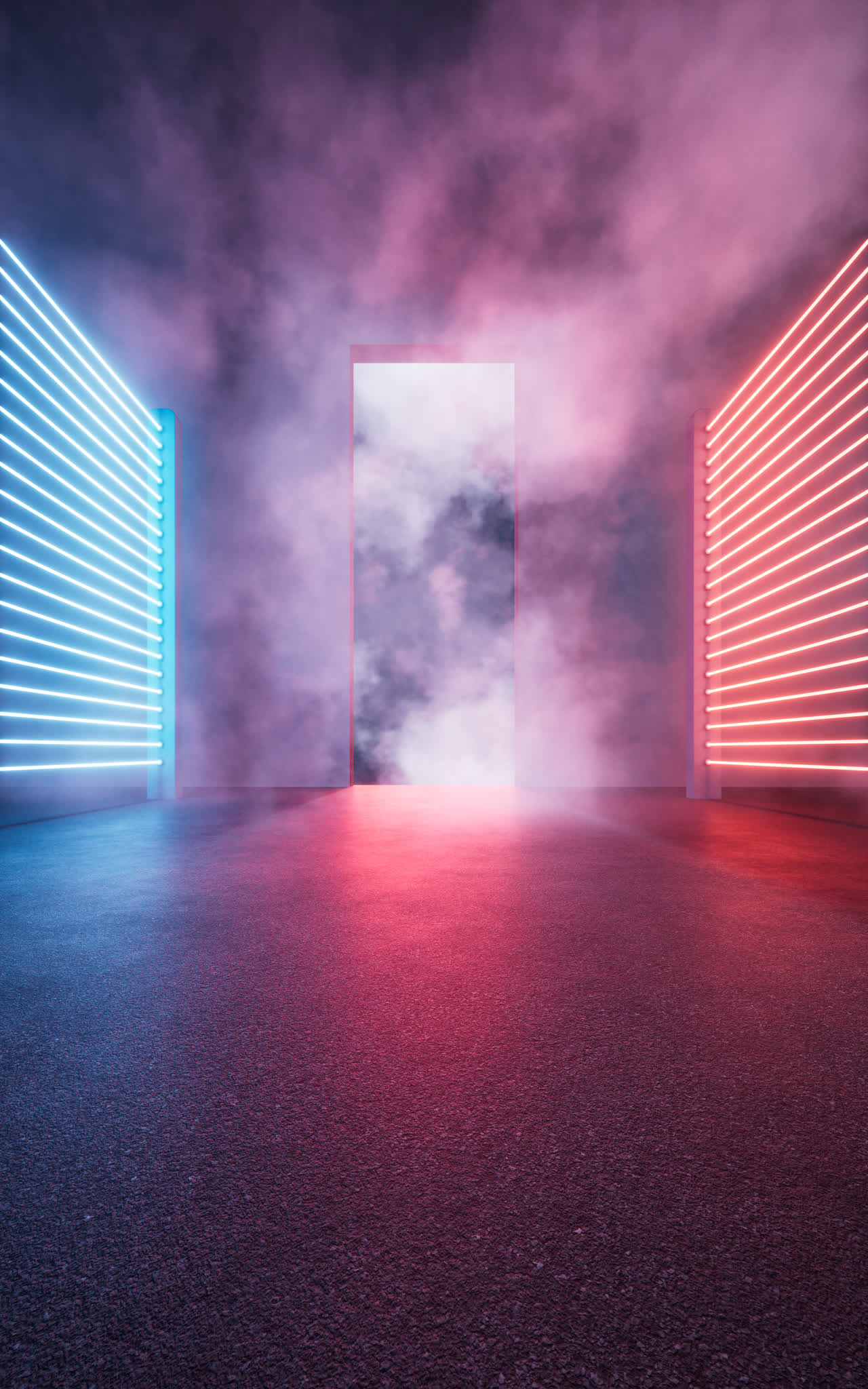 霓虹灯光科幻室内场景3D渲染