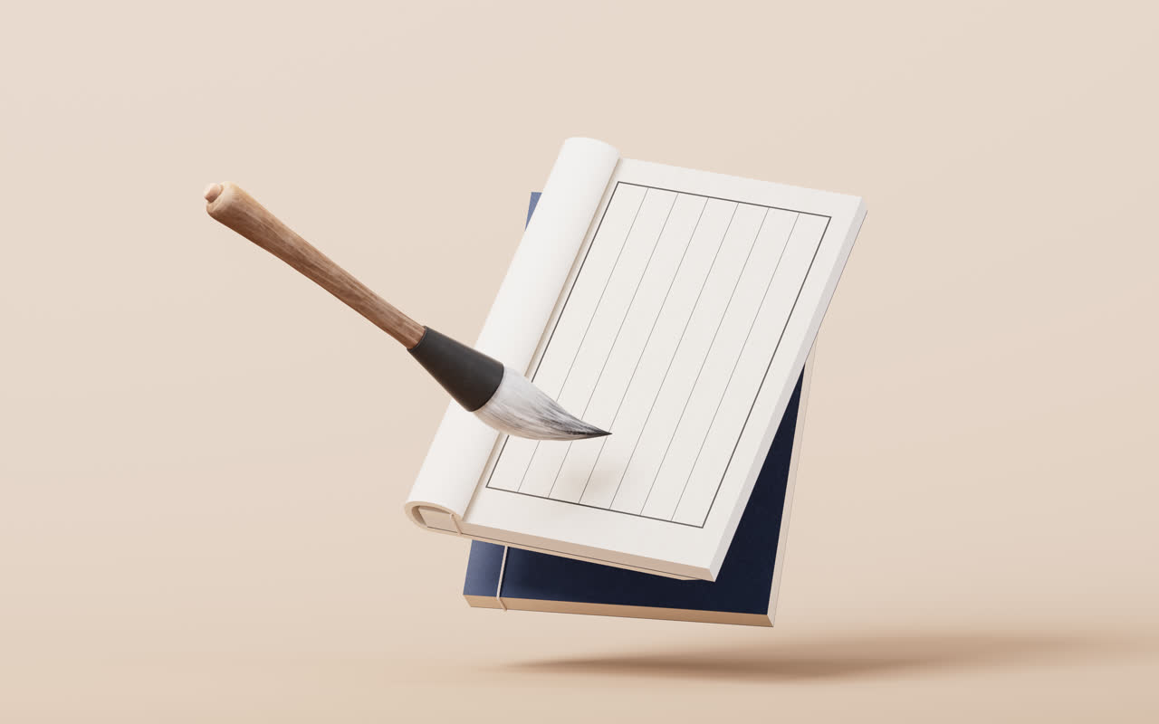 中国风古风书籍3D渲染