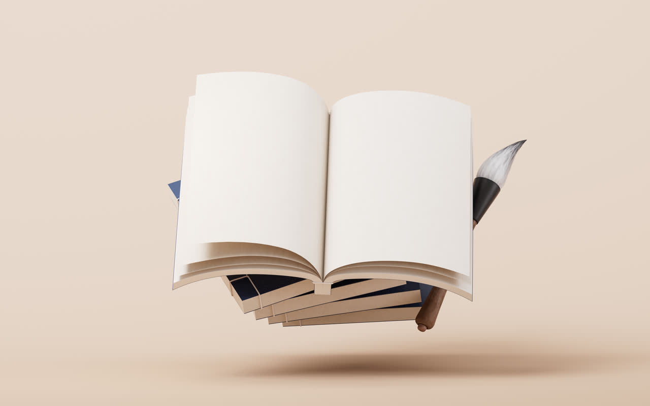 中国风古风书籍3D渲染