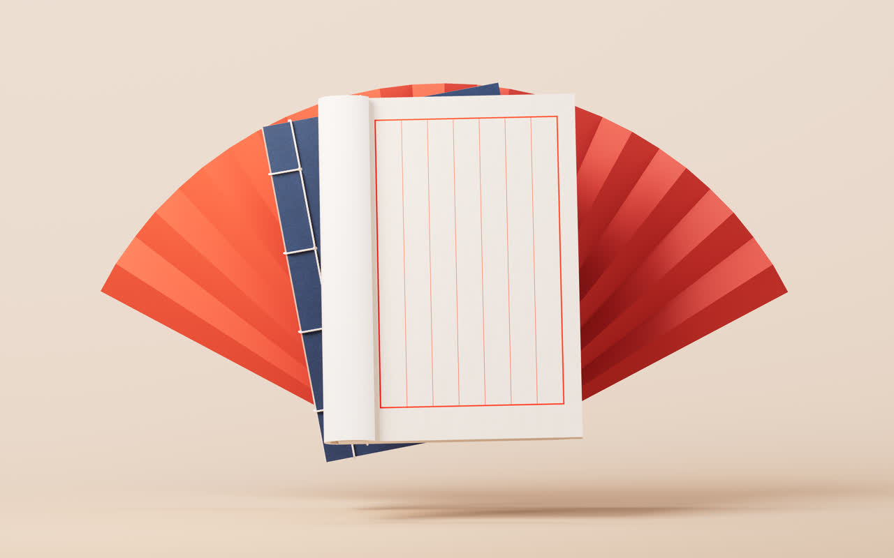 中国风古风书籍3D渲染