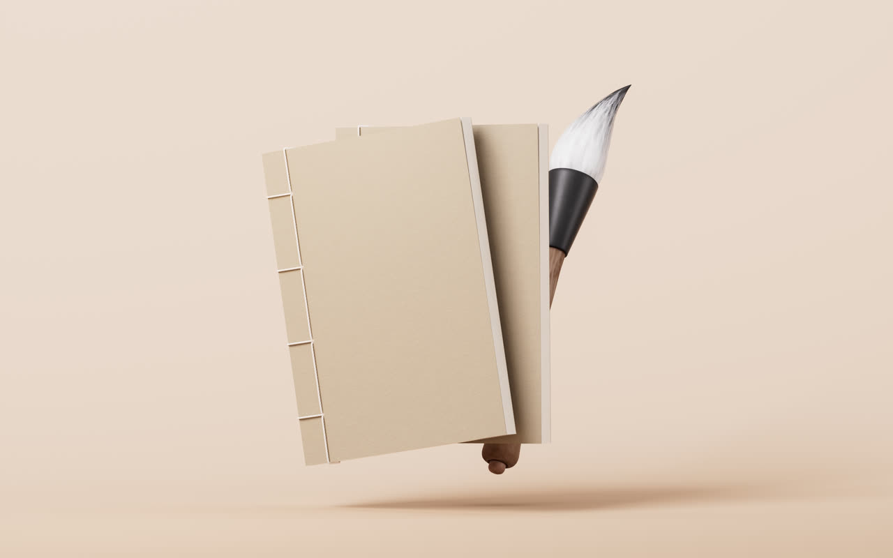 中国风古风书籍3D渲染