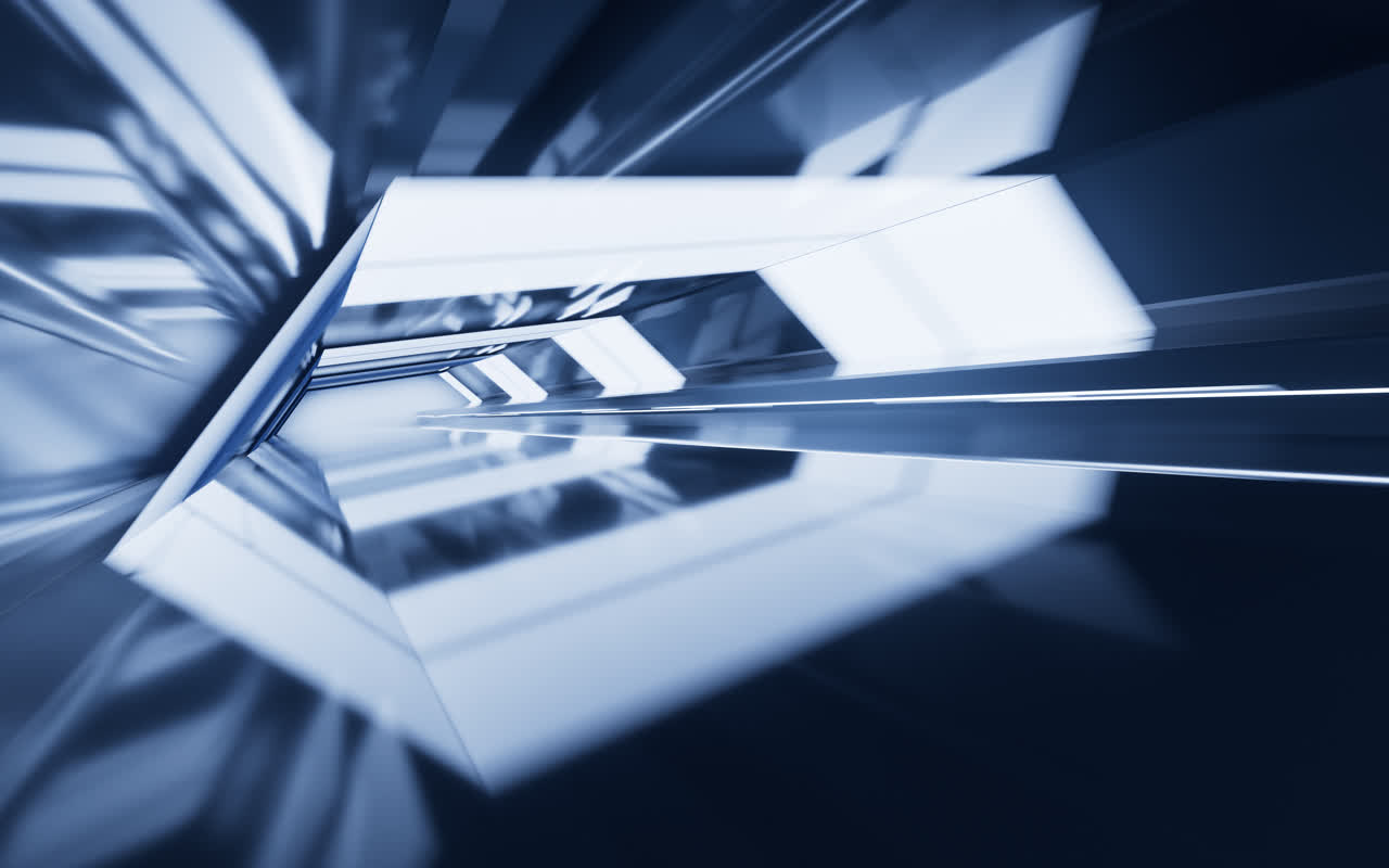 蓝色未来感隧道3D渲染