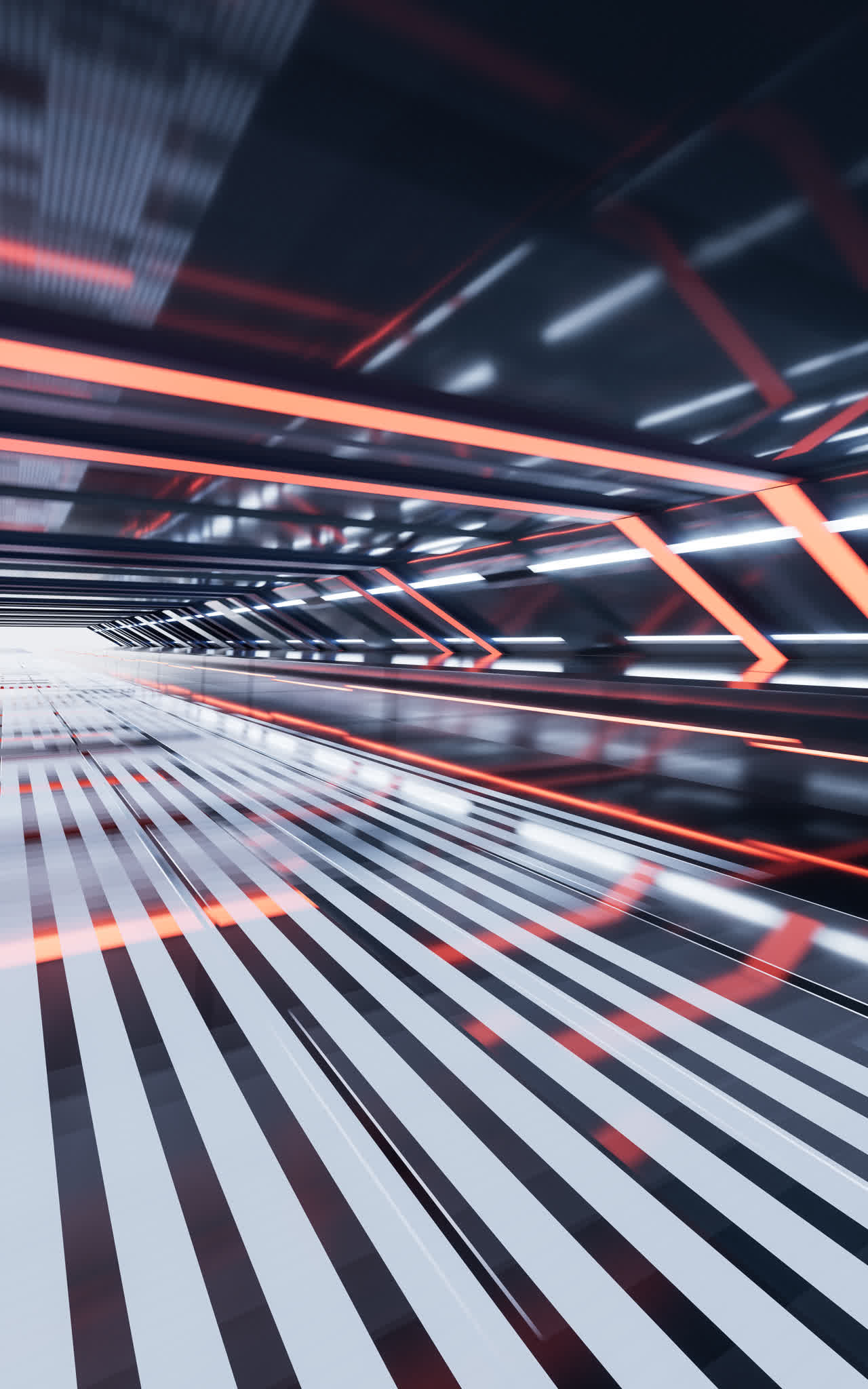 红色未来感科技隧道3D渲染