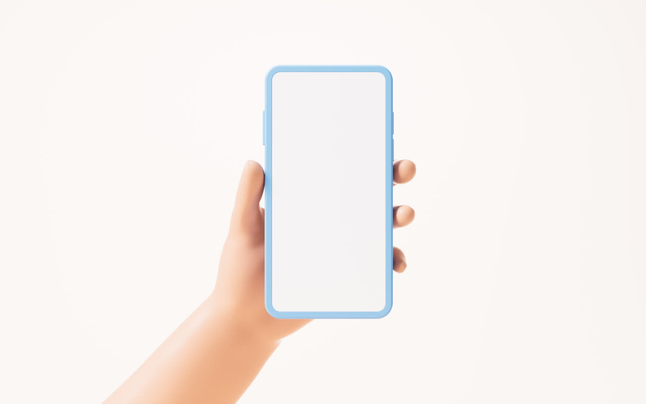 手部拿着的手机3D渲染