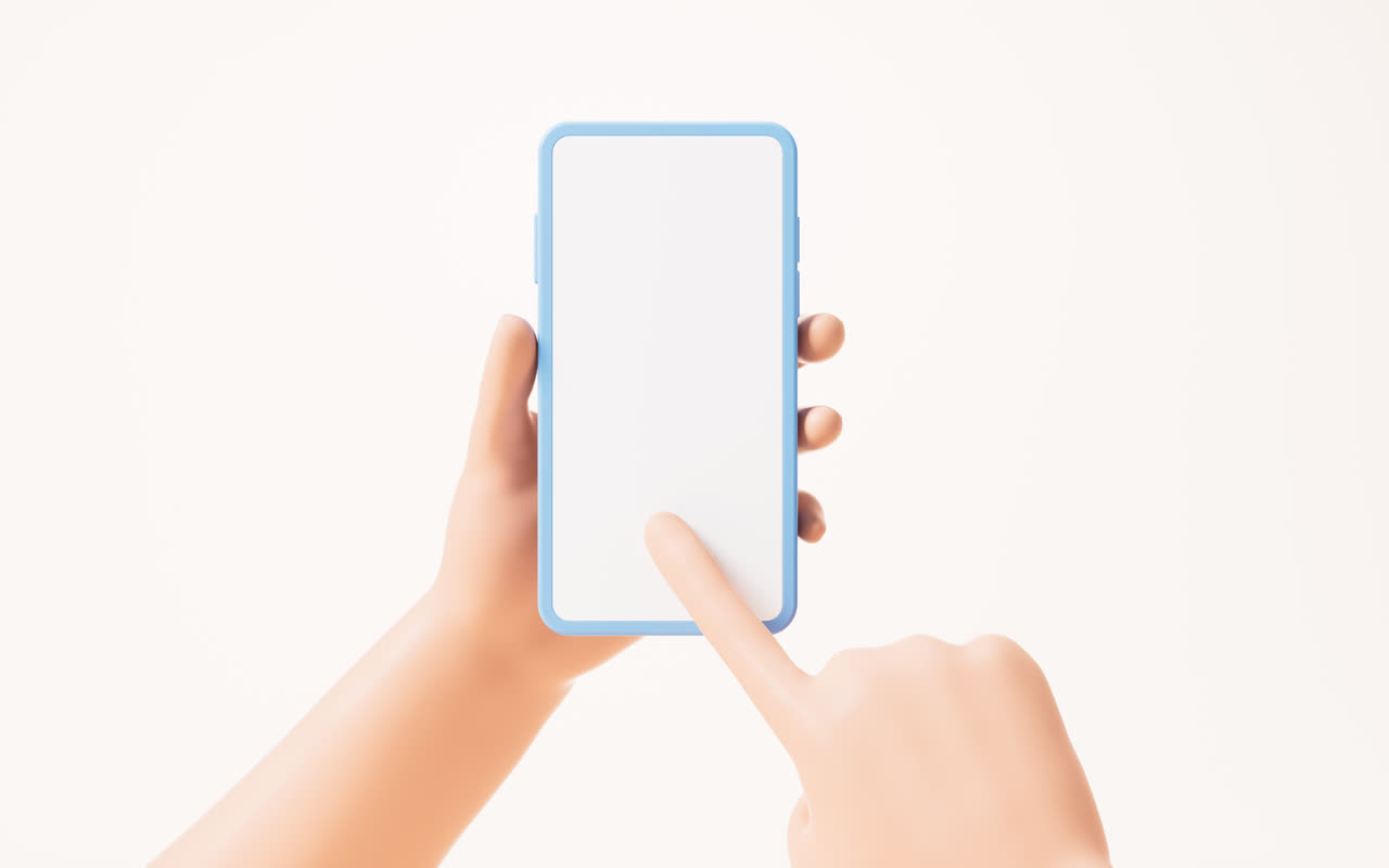 手部拿着的手机3D渲染