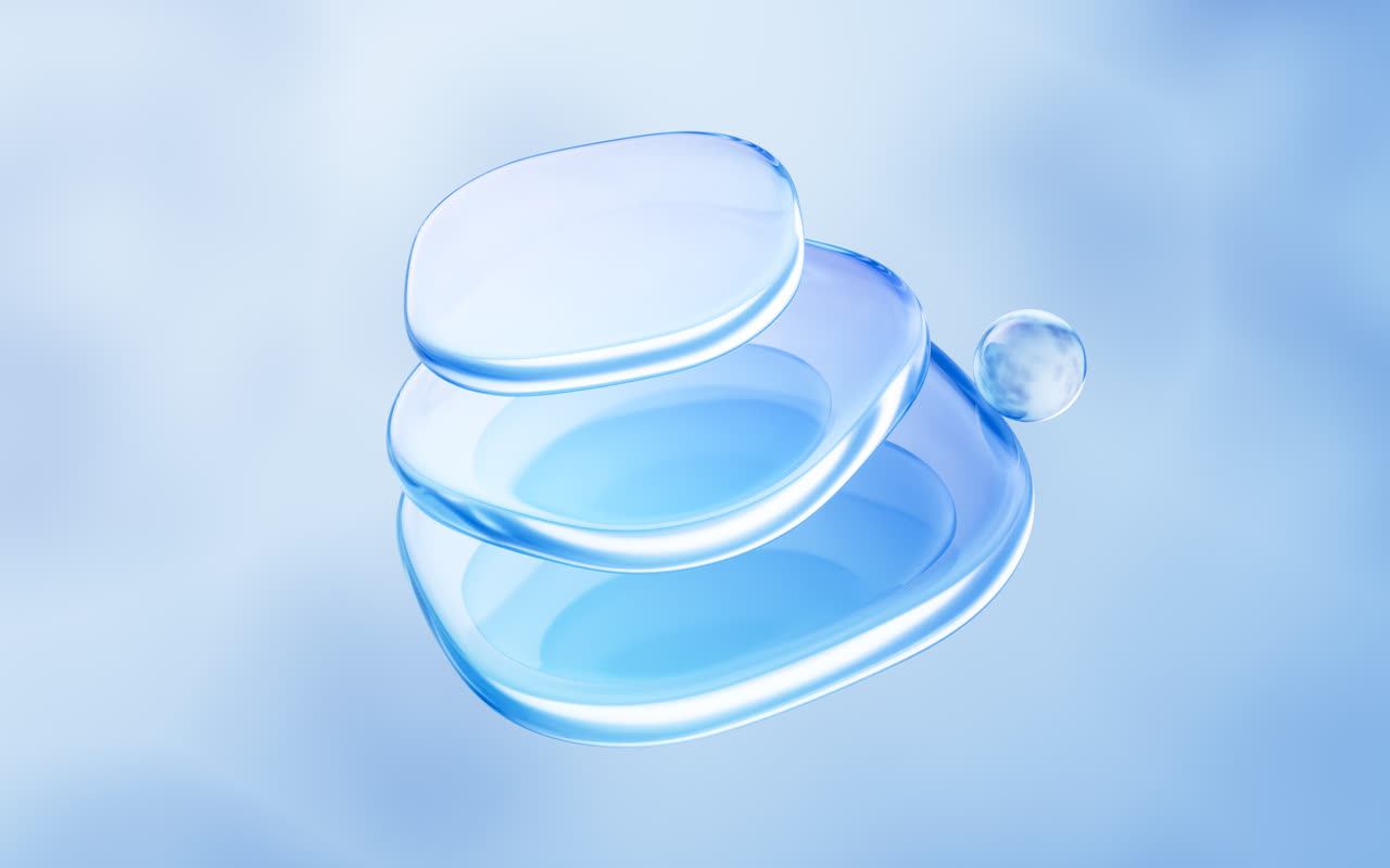 抽象透明玻璃几何体3D渲染