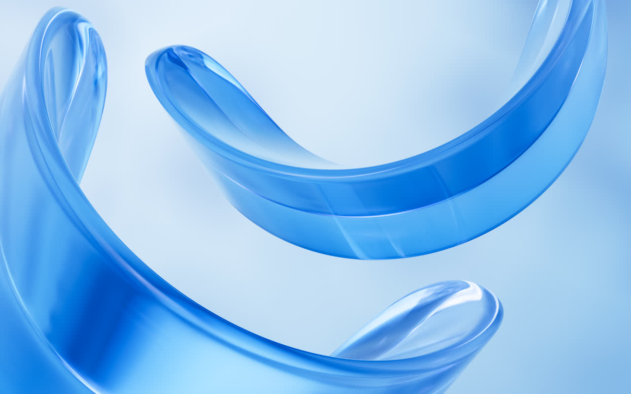 流动的透明玻璃曲面背景3D渲染