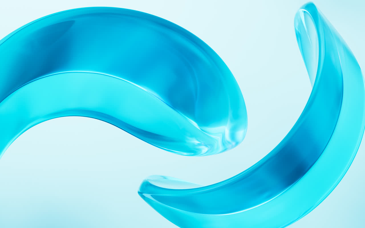 流动的透明玻璃曲面背景3D渲染