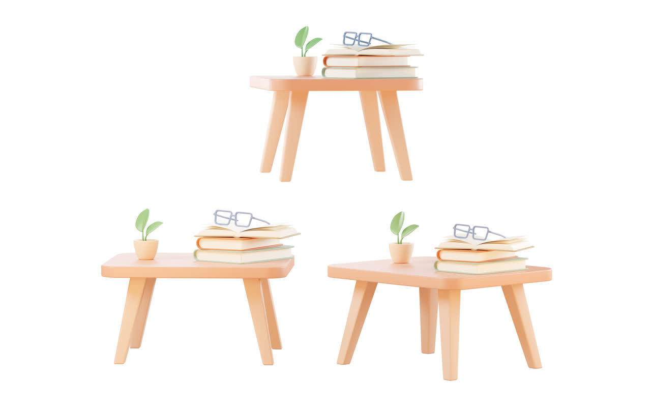 卡通风格书桌3D渲染