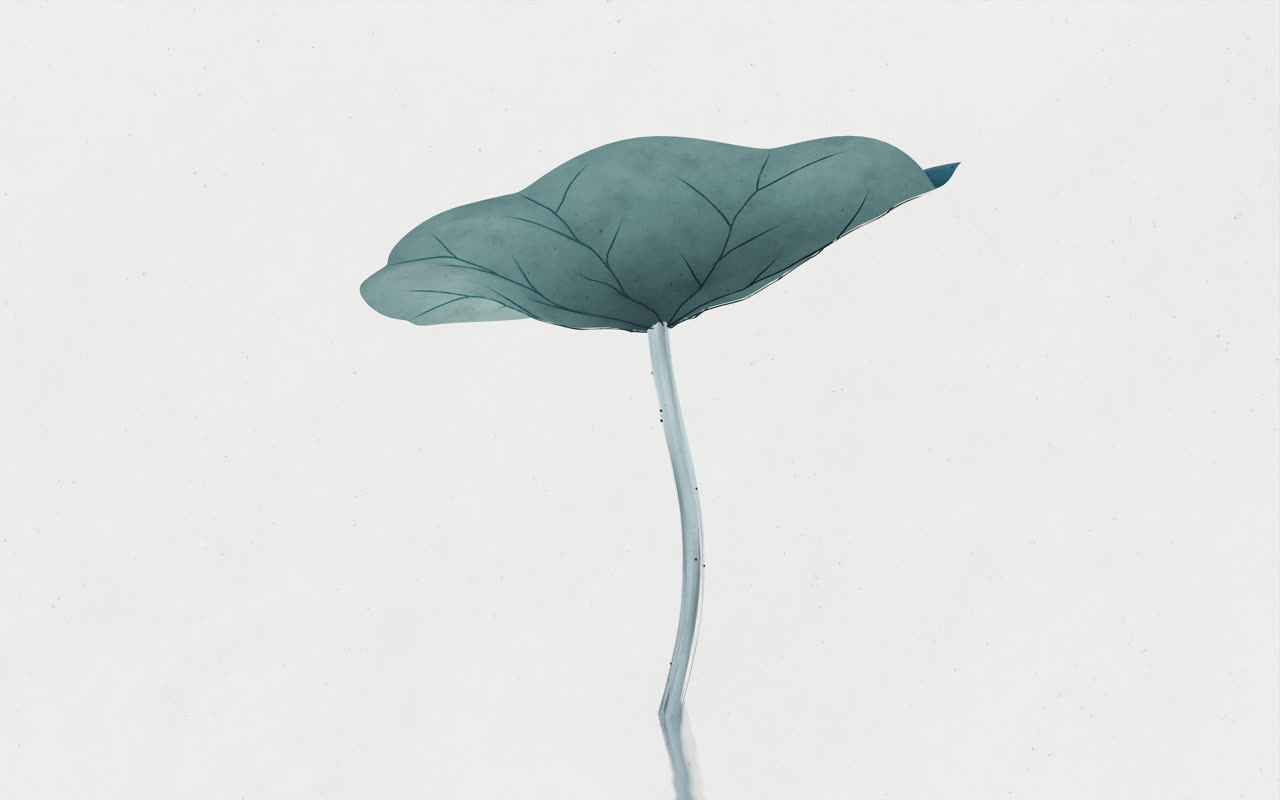 中国风彩色荷花水墨画