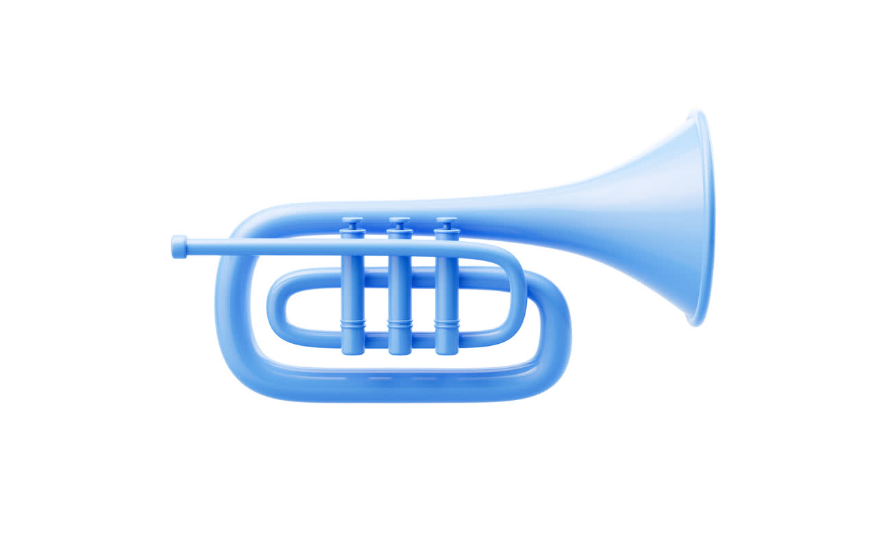 卡通风格乐器小号3D渲染