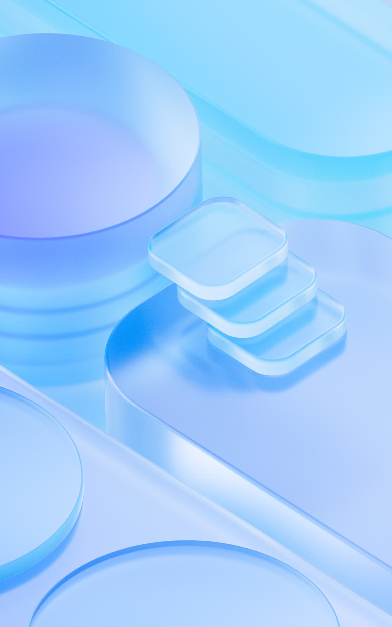 抽象透明玻璃几何体背景3D渲染