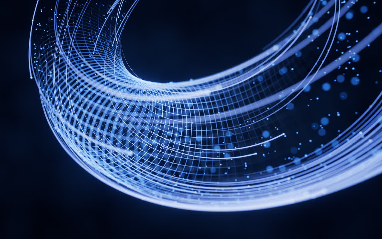 流动的粒子与线条3D渲染