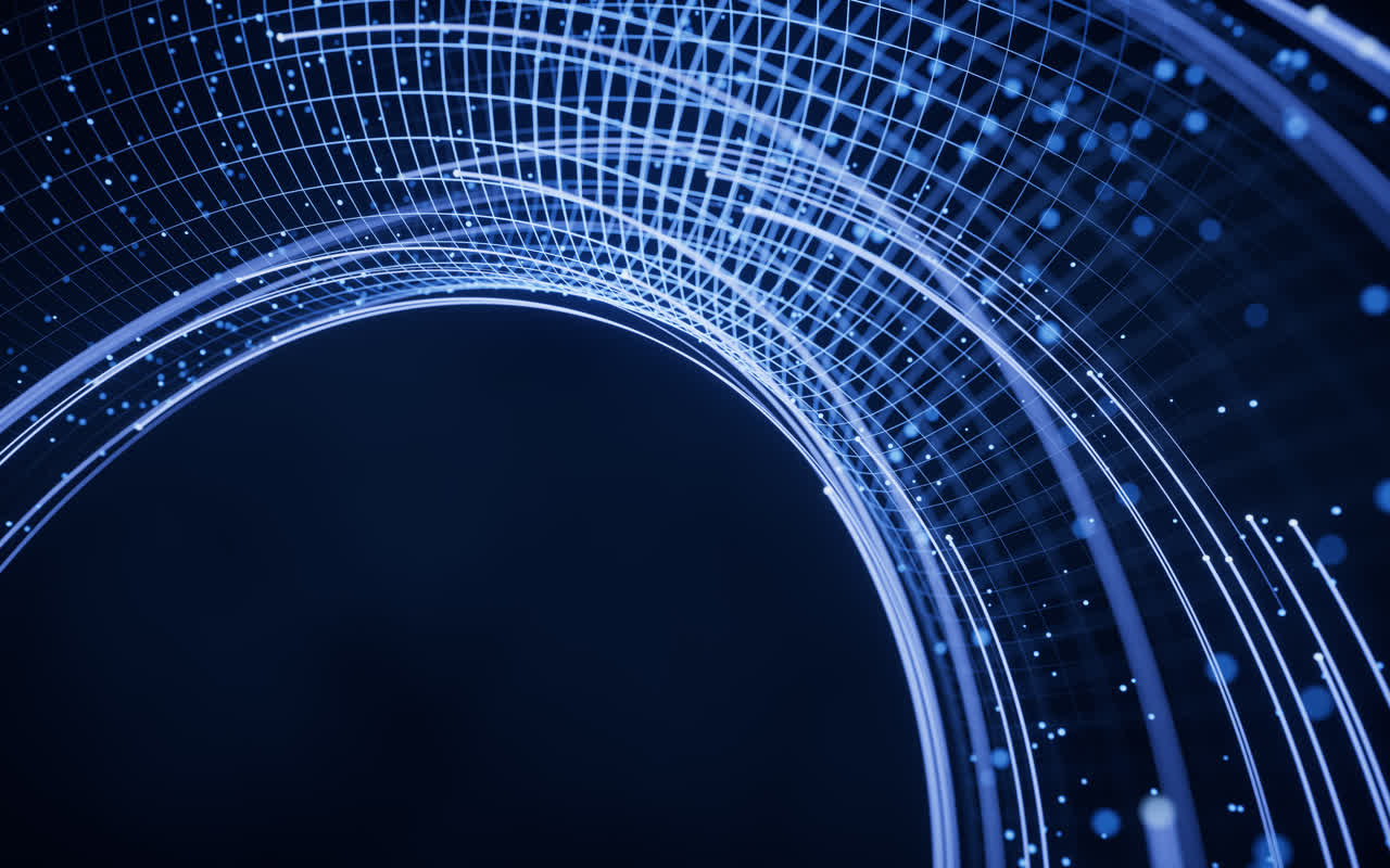 流动的粒子与线条3D渲染