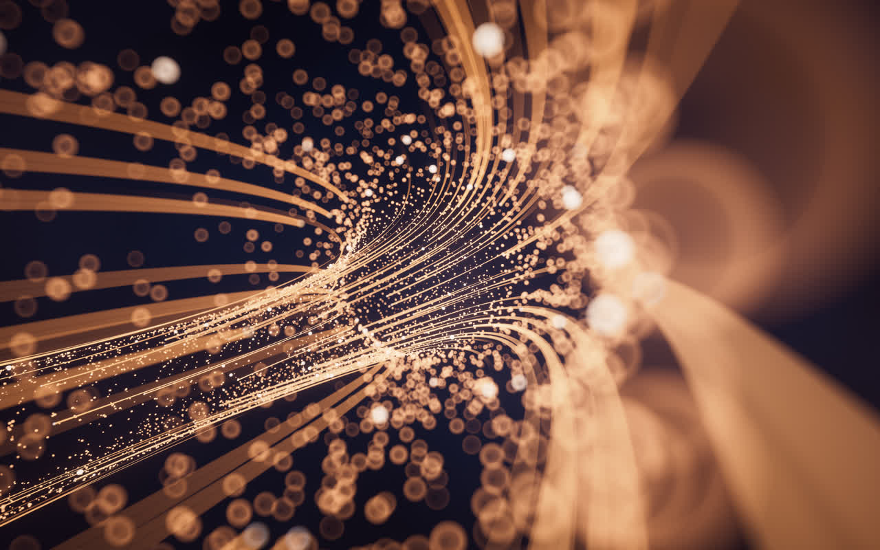 流动的粒子与线条3D渲染