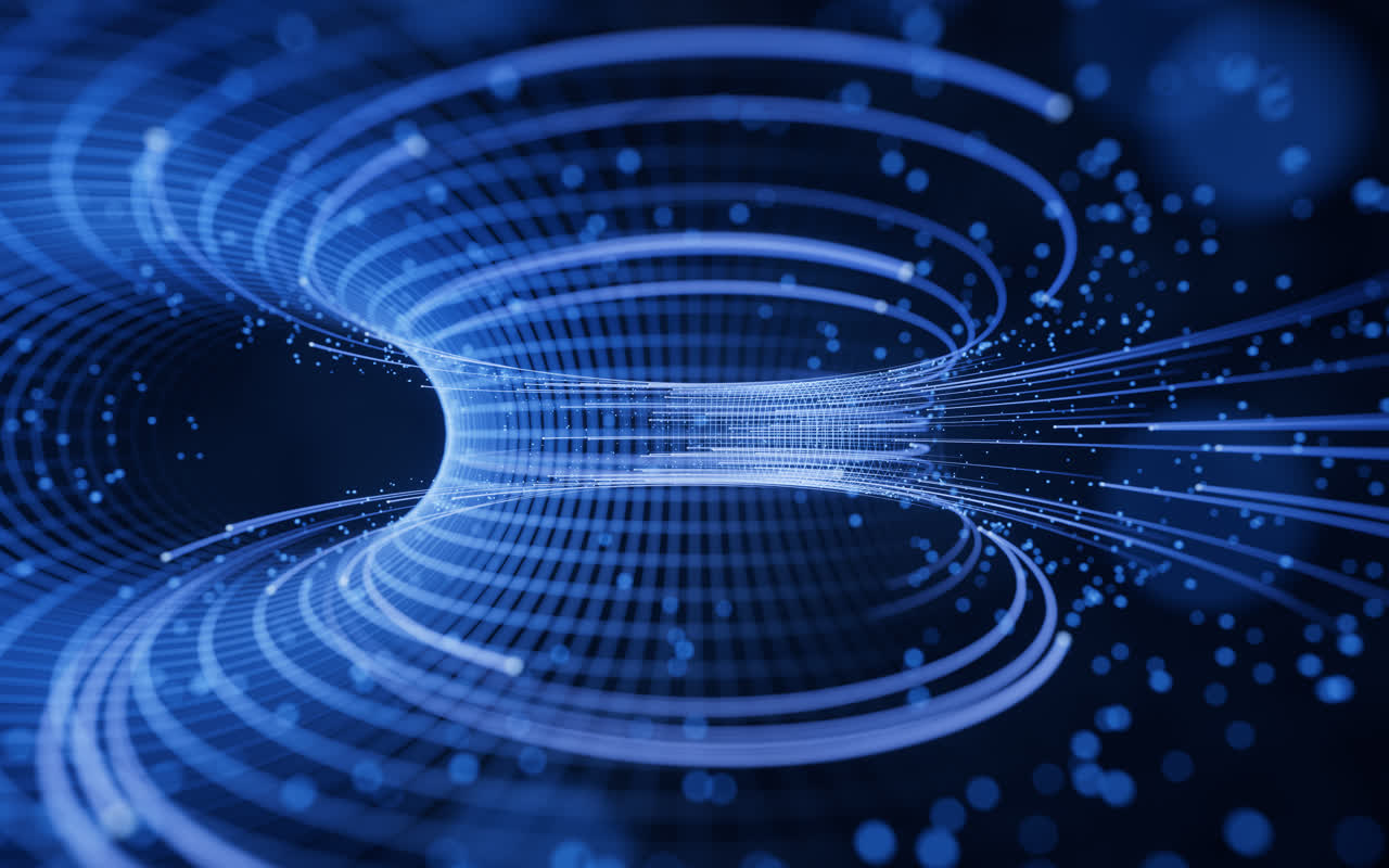 流动的粒子与线条3D渲染