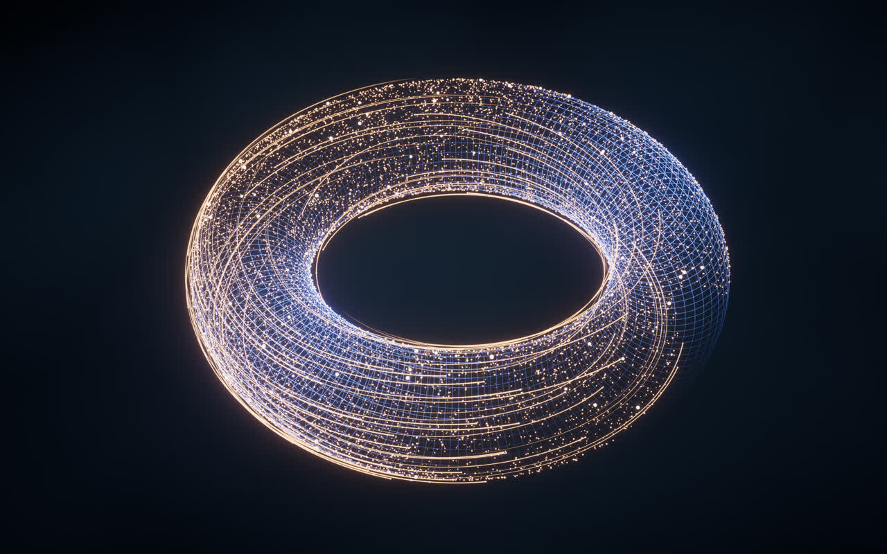 流动的粒子与线条3D渲染