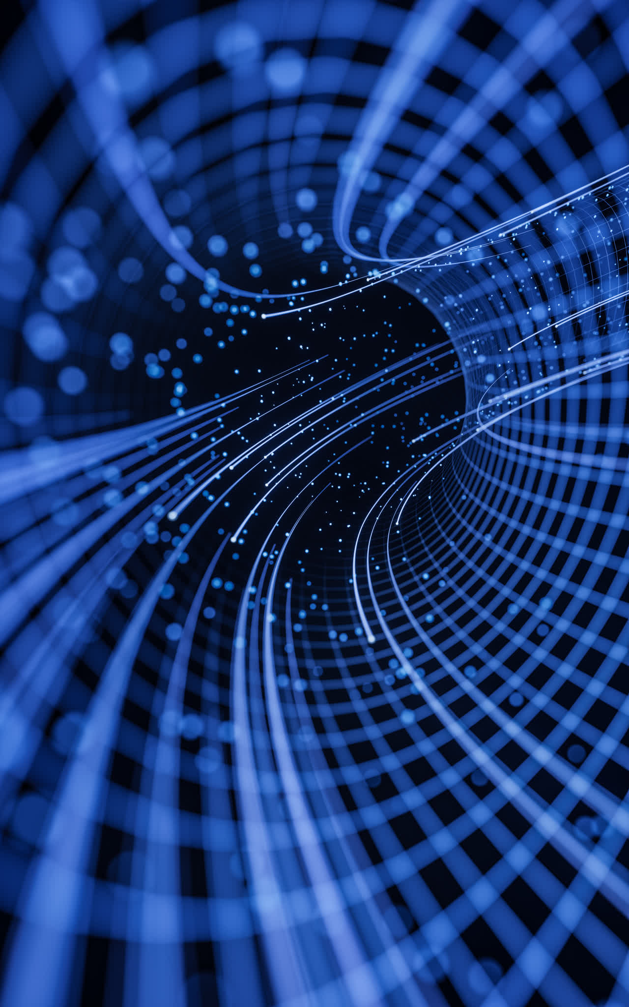 流动的粒子与线条3D渲染