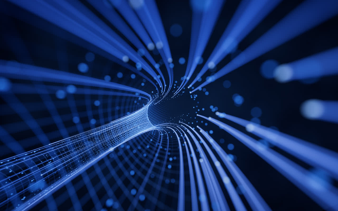 流动的粒子与线条3D渲染