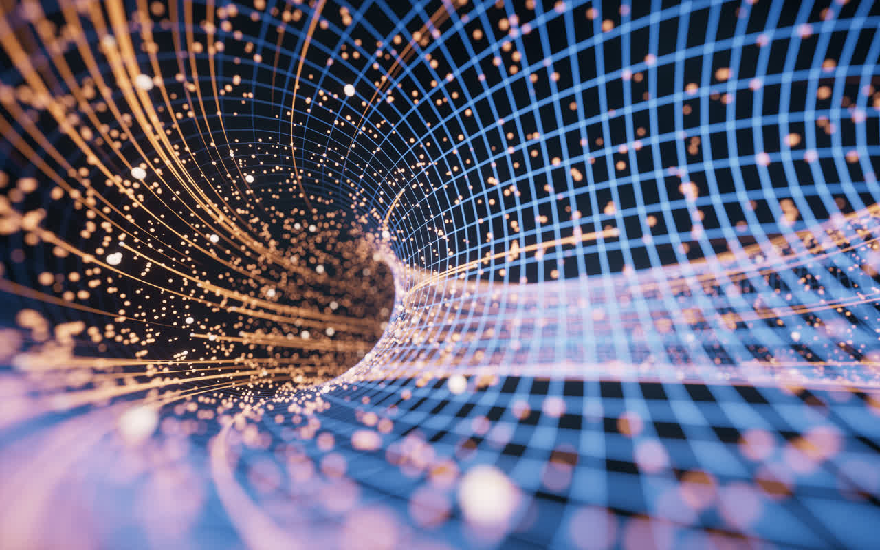 流动的粒子与线条3D渲染