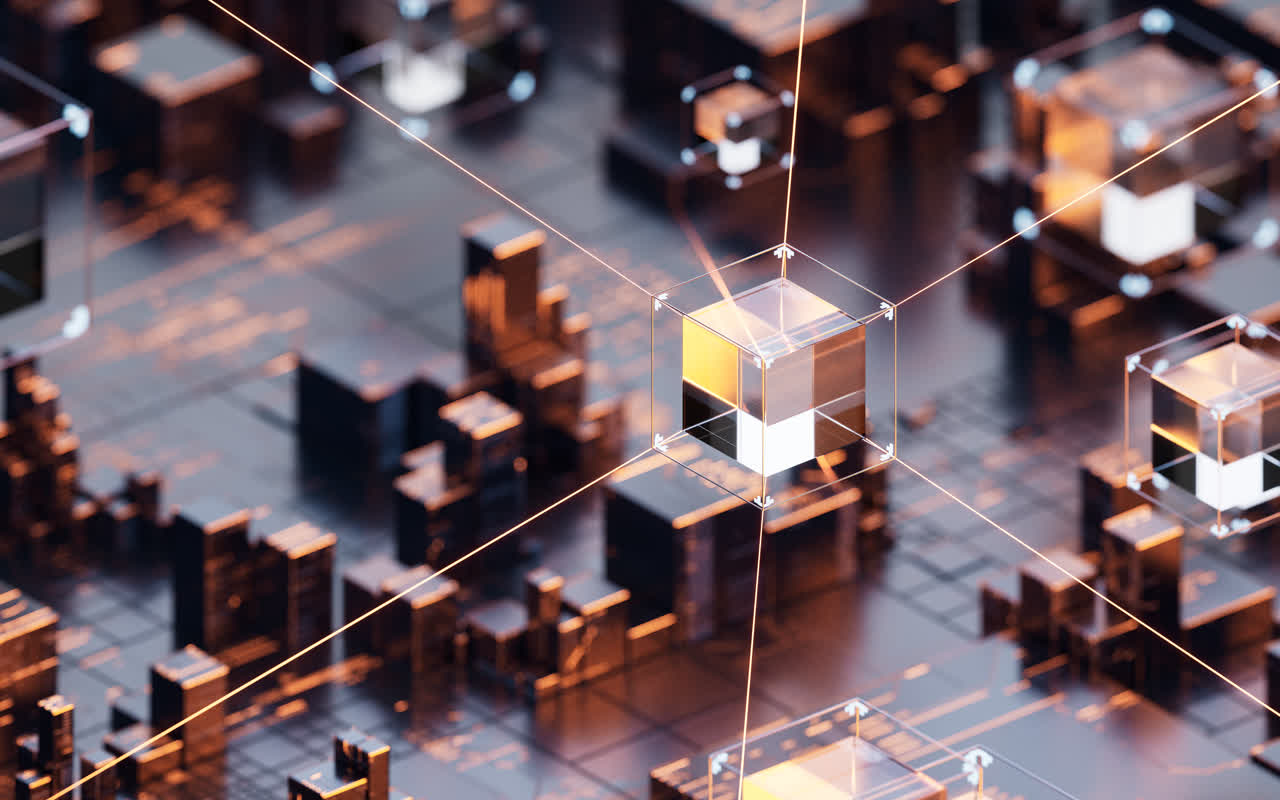 黑色方块几何体科技感背景3D渲染