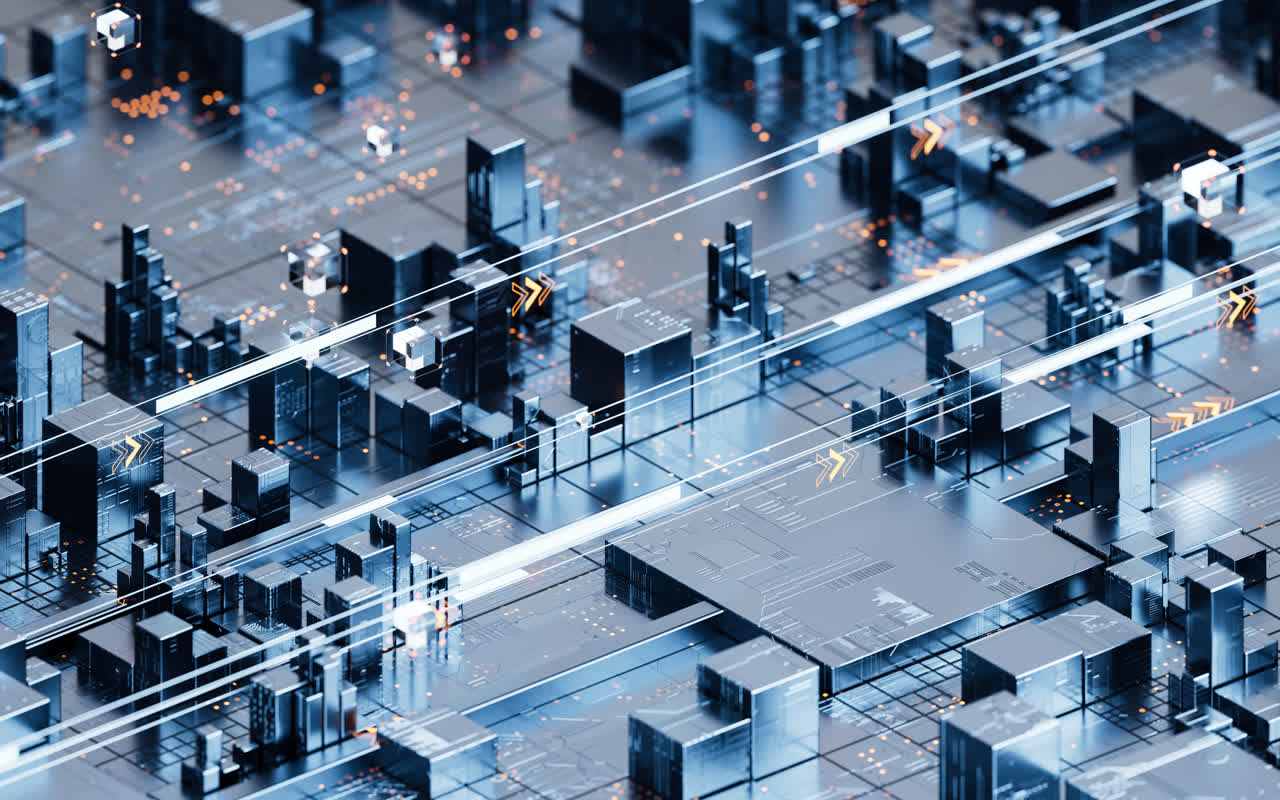 黑色方块几何体科技感背景3D渲染