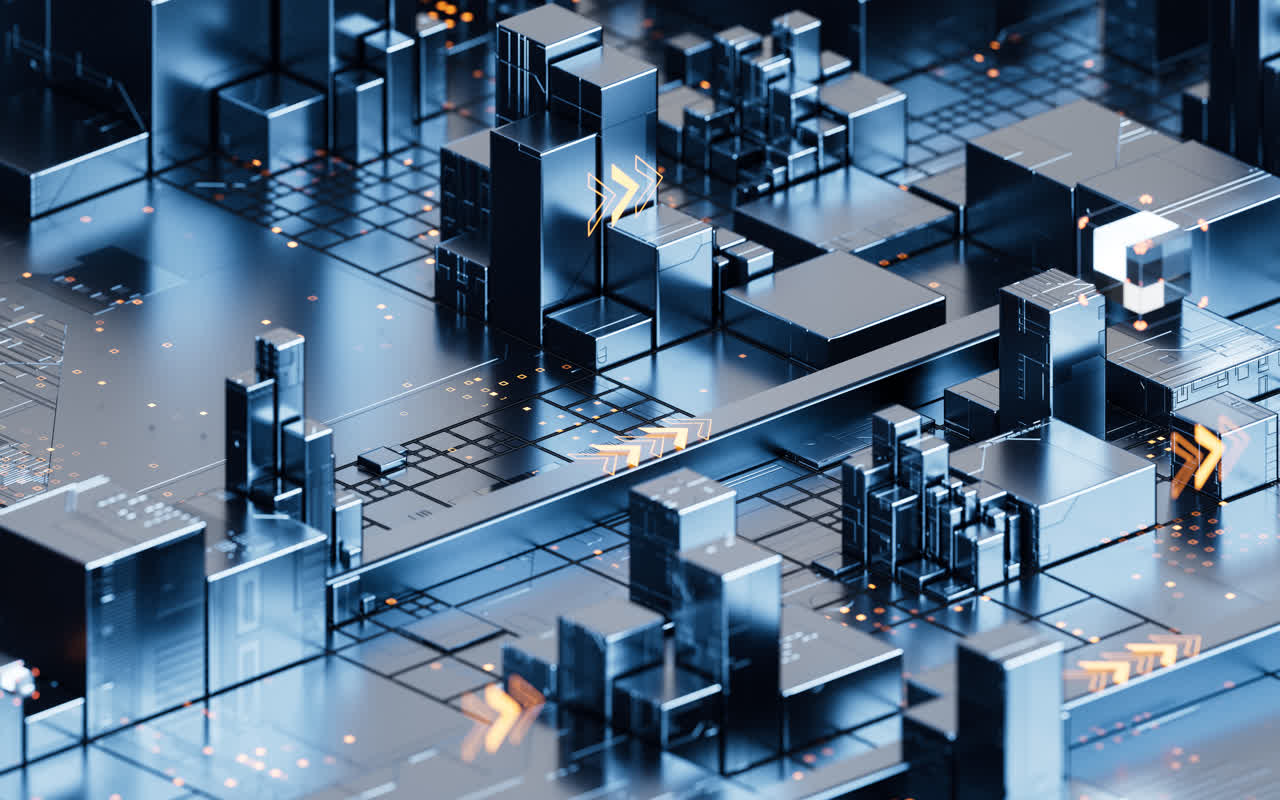 黑色方块几何体科技感背景3D渲染