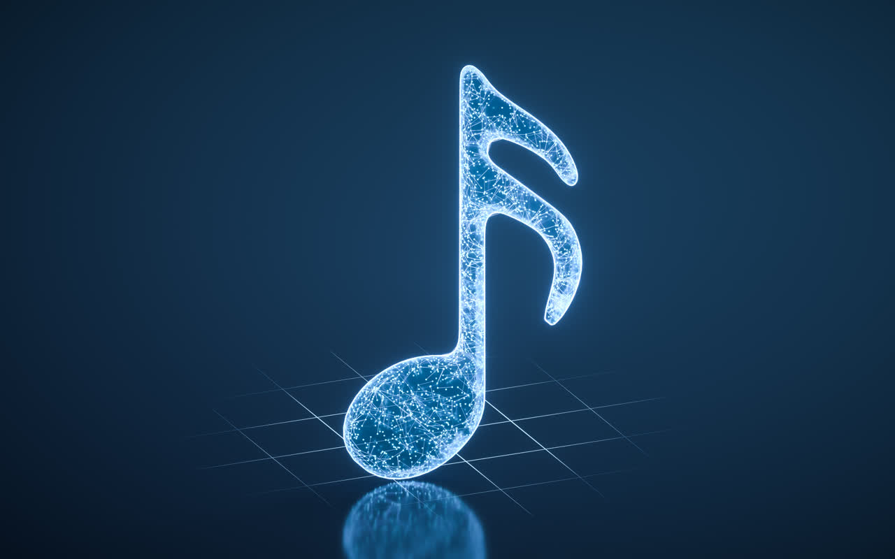蓝色科技感音符3D渲染