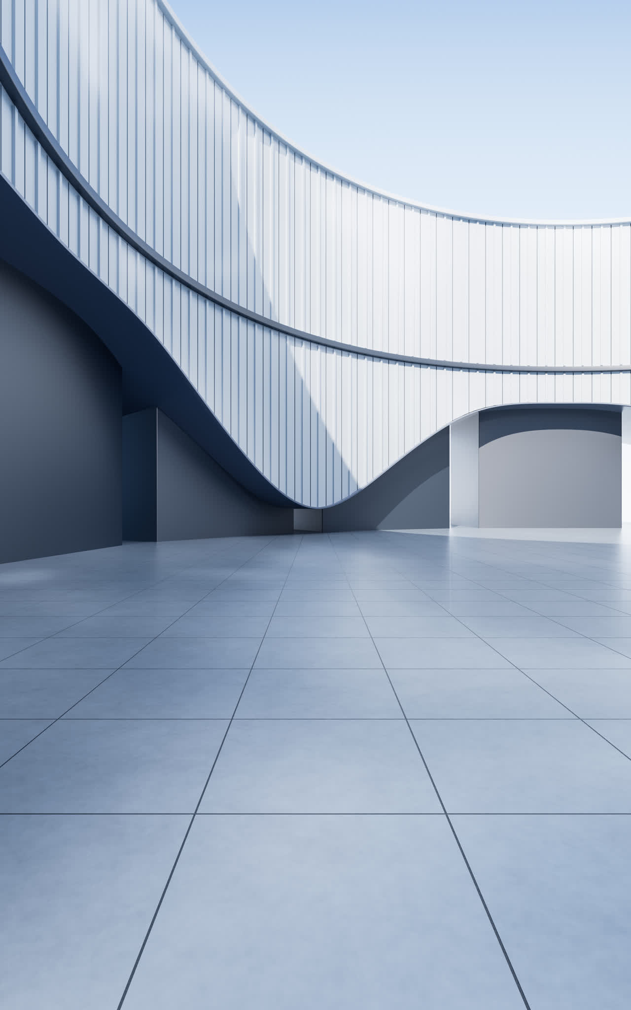 创意简约曲线建筑背景3D渲染