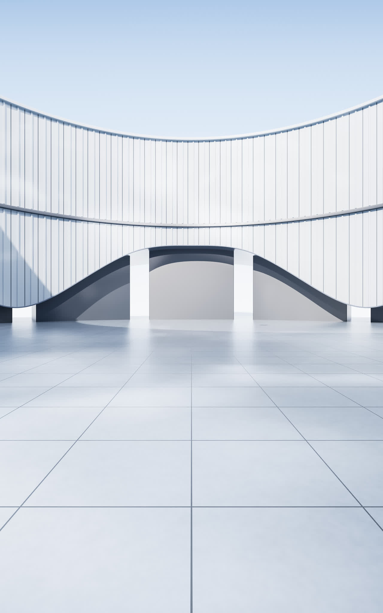 创意简约曲线建筑背景3D渲染