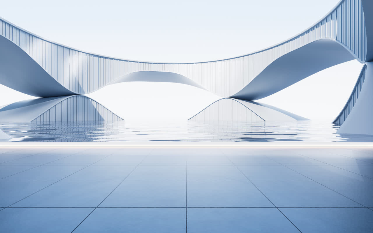 创意简约曲线建筑背景3D渲染