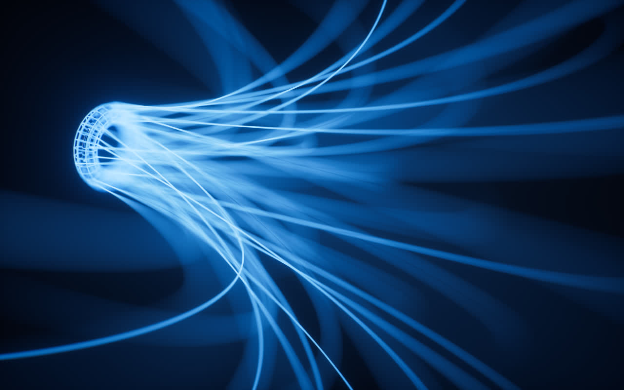 抽象弯曲的霓虹灯光曲线背景3D渲染