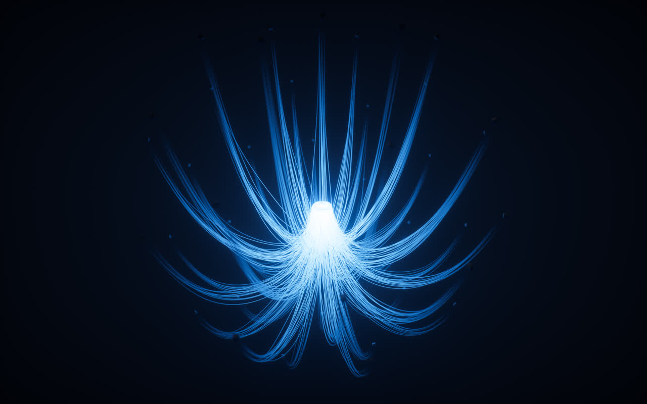 抽象弯曲的霓虹灯光曲线背景3D渲染