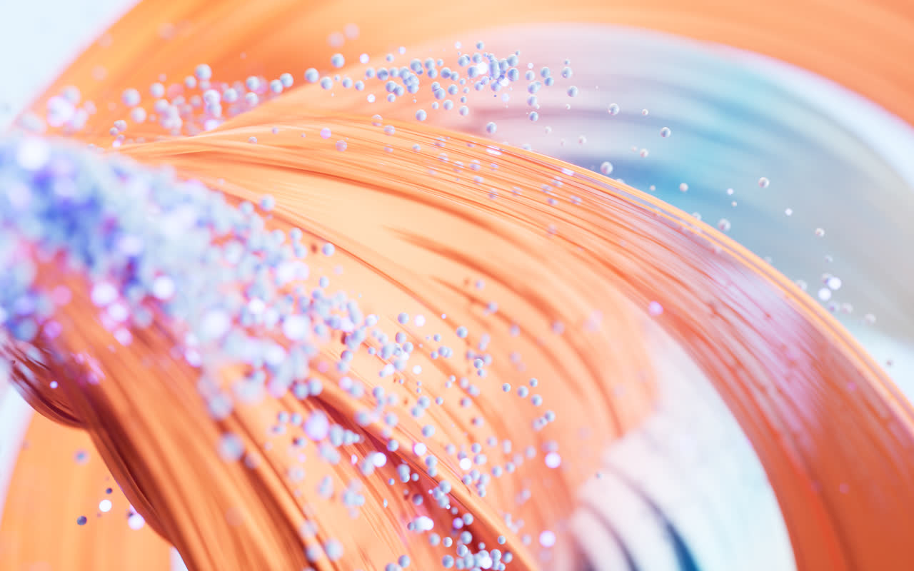 流动的粒子与曲线3D渲染