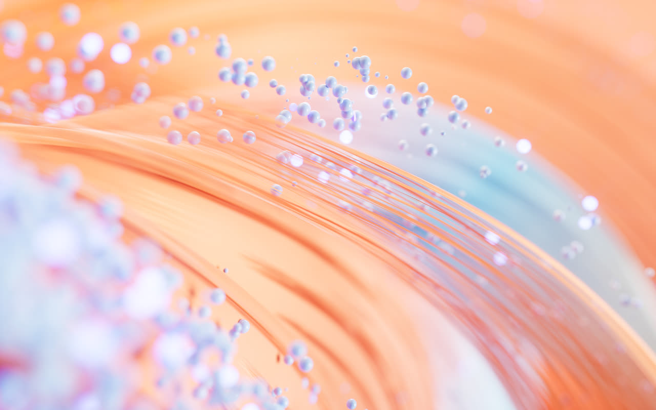 流动的粒子与曲线3D渲染