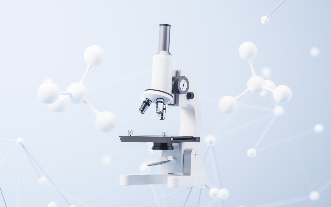 显微镜与生物分子背景3D渲染
