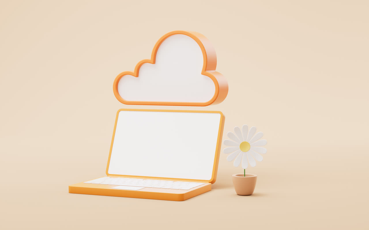 云计算与办公概念3D渲染