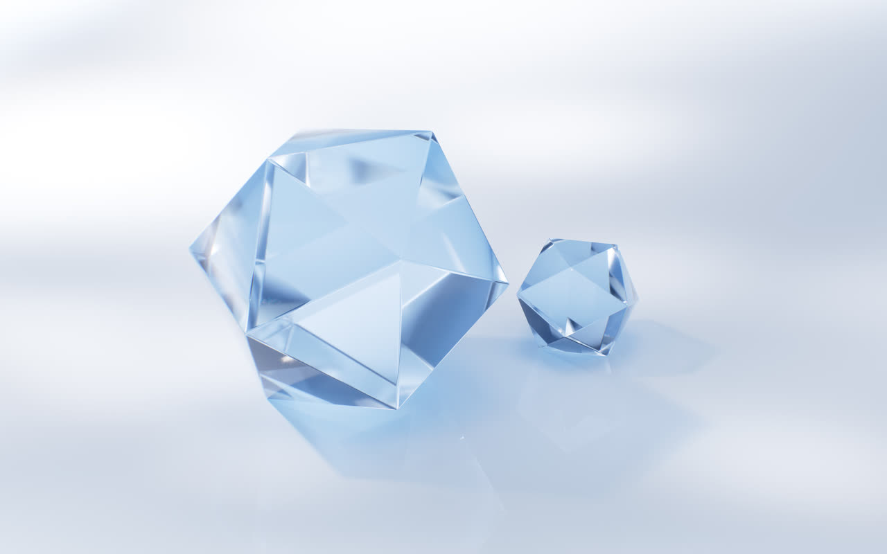 透明玻璃宝石与光影3D渲染