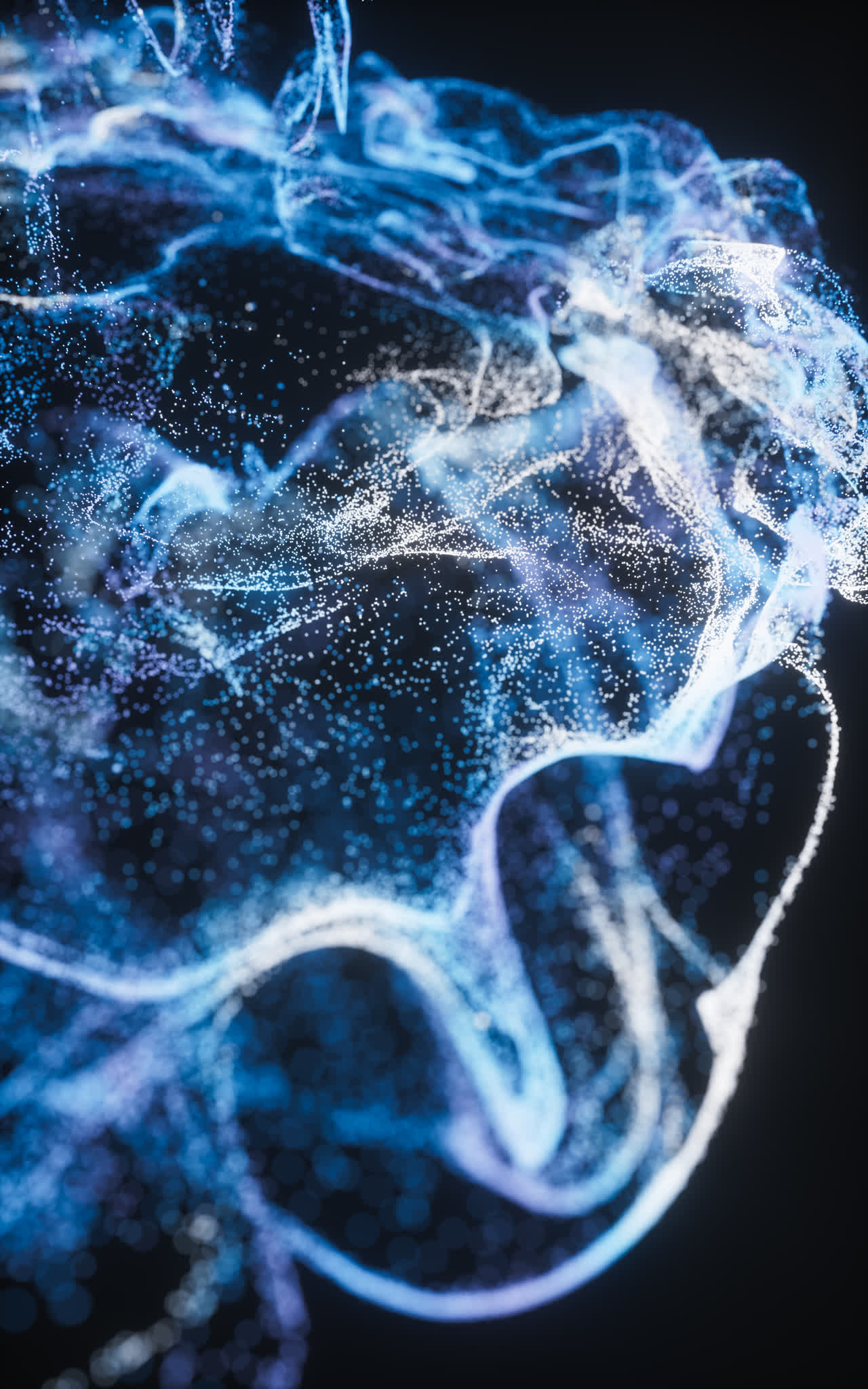 流动溶解的粒子3D渲染