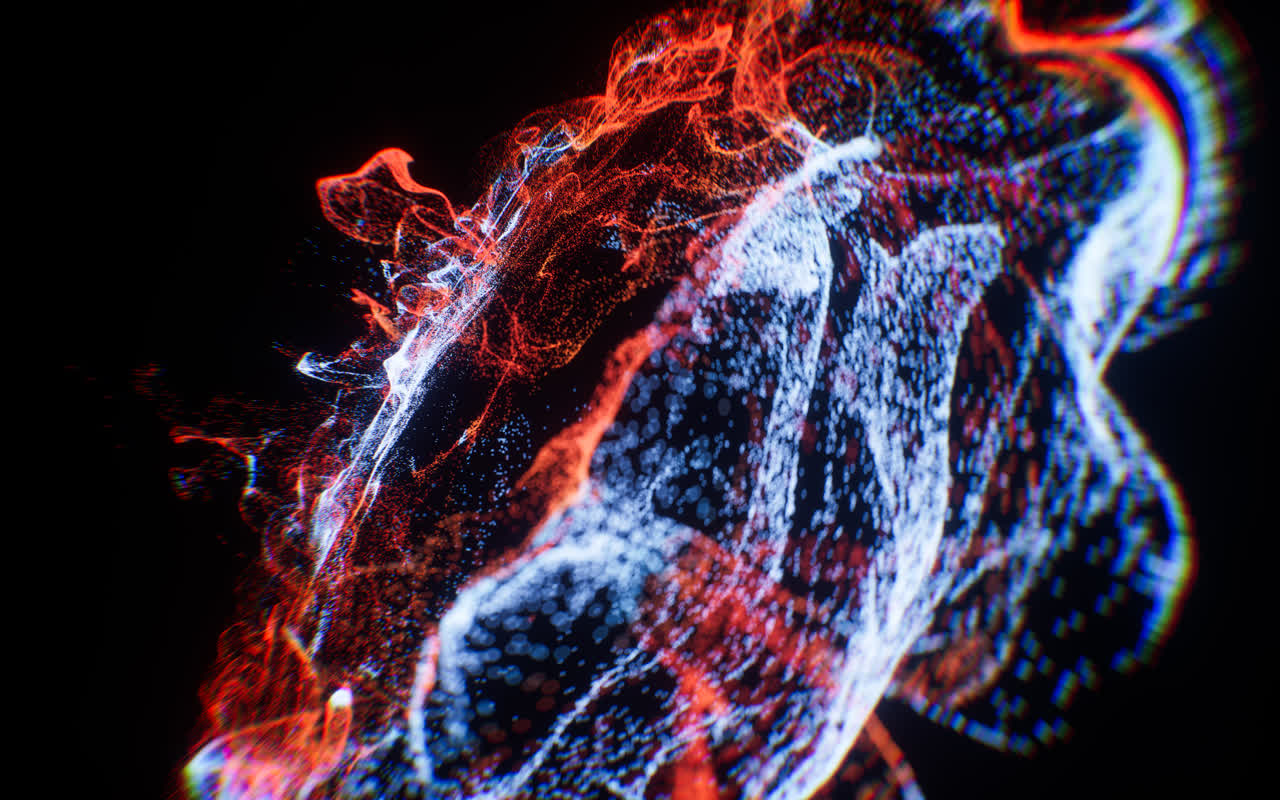 流动溶解的粒子3D渲染