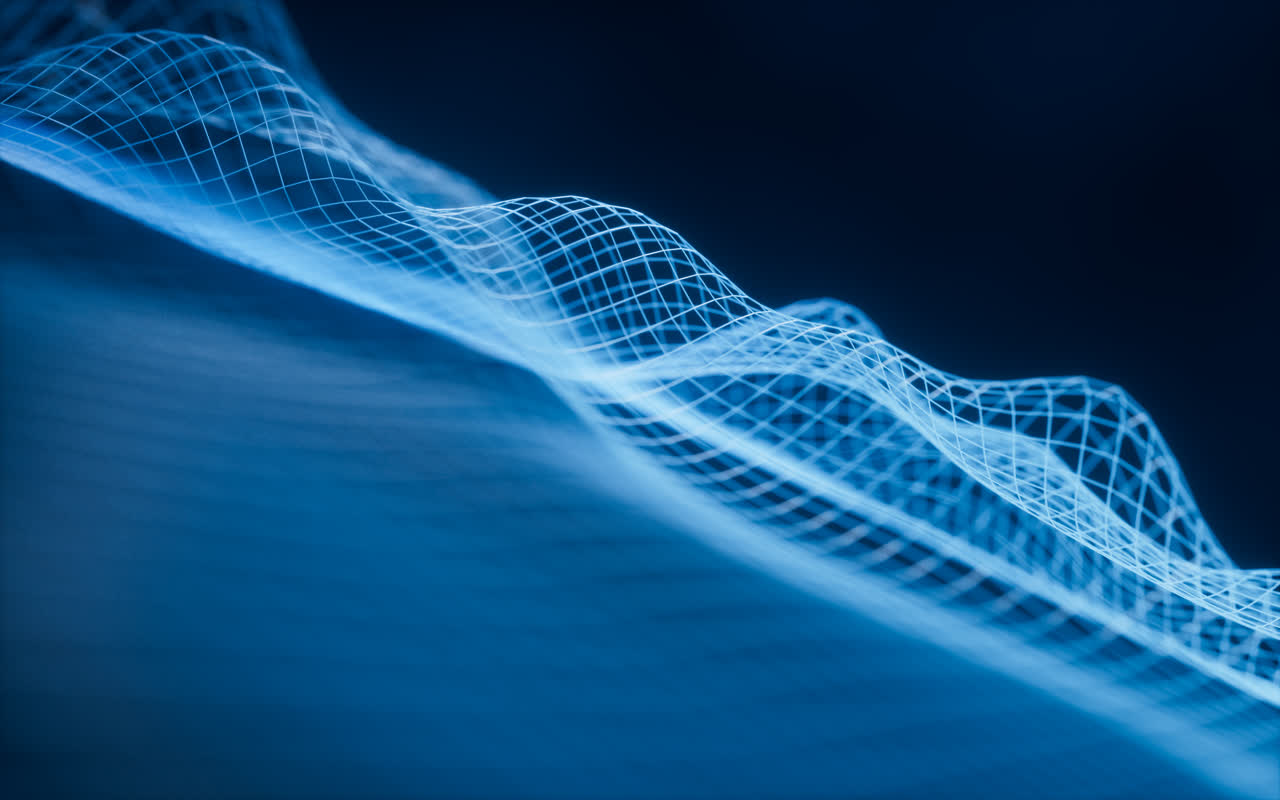 蓝色数字虚拟地形3D渲染